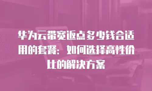 华为云带宽返点多少钱合适用的套餐：如何选择高性价比的解决方案