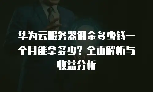 华为云服务器佣金多少钱一个月能拿多少？全面解析与收益分析