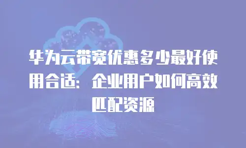 华为云带宽优惠多少最好使用合适：企业用户如何高效匹配资源