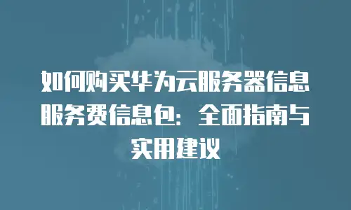 如何购买华为云服务器信息服务费信息包：全面指南与实用建议