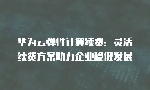 华为云弹性计算续费：灵活续费方案助力企业稳健发展