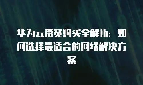 华为云带宽购买全解析：如何选择最适合的网络解决方案