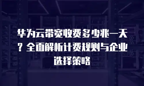 华为云带宽收费多少兆一天？全面解析计费规则与企业选择策略