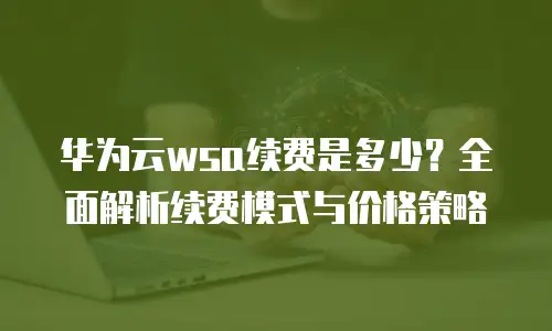 华为云wsa续费是多少？全面解析续费模式与价格策略