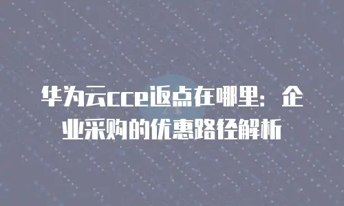 华为云cce返点在哪里：企业采购的优惠路径解析
