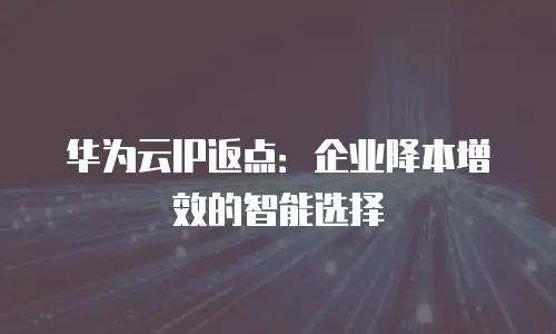 华为云IP返点：企业降本增效的智能选择