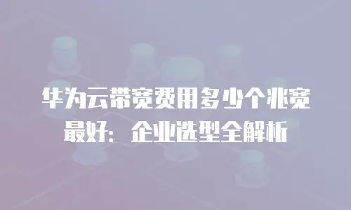 华为云带宽费用多少个兆宽最好：企业选型全解析