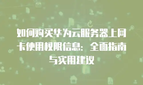 如何购买华为云服务器上网卡使用权限信息：全面指南与实用建议