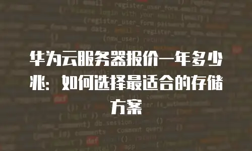 华为云服务器报价一年多少兆：如何选择最适合的存储方案
