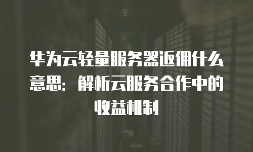 华为云轻量服务器返佣什么意思：解析云服务合作中的收益机制