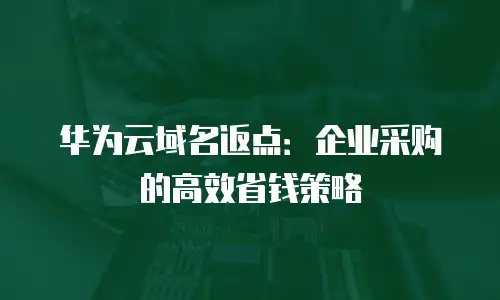 华为云域名返点：企业采购的高效省钱策略