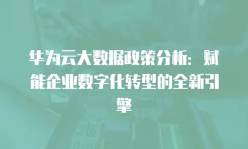 华为云大数据政策分析：赋能企业数字化转型的全新引擎