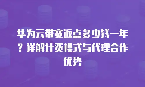华为云带宽返点多少钱一年？详解计费模式与代理合作优势