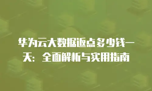 华为云大数据返点多少钱一天：全面解析与实用指南