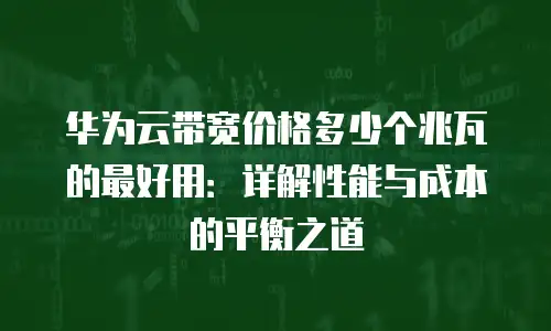 华为云带宽价格多少个兆瓦的最好用：详解性能与成本的平衡之道