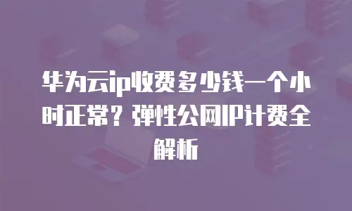 华为云ip收费多少钱一个小时正常？弹性公网IP计费全解析