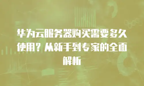 华为云服务器购买需要多久使用？从新手到专家的全面解析