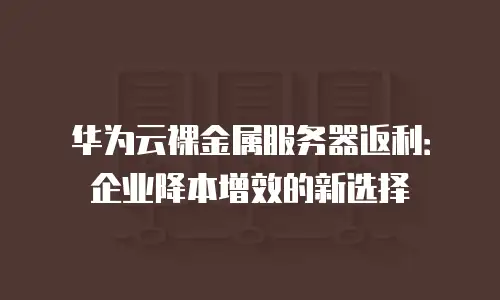 华为云裸金属服务器返利：企业降本增效的新选择