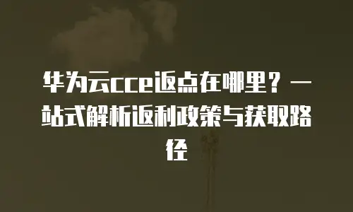 华为云cce返点在哪里？一站式解析返利政策与获取路径