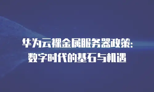 华为云裸金属服务器政策：数字时代的基石与机遇