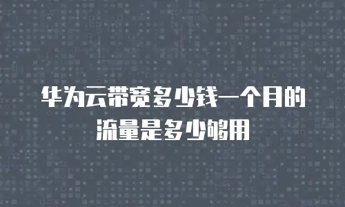 华为云带宽多少钱一个月的流量是多少够用
