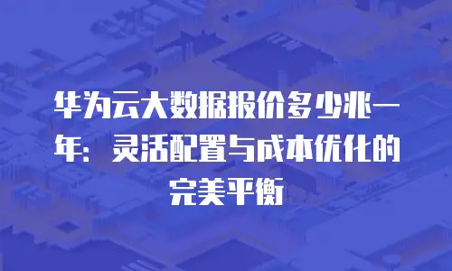 华为云大数据报价多少兆一年：灵活配置与成本优化的完美平衡