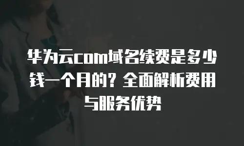 华为云com域名续费是多少钱一个月的？全面解析费用与服务优势