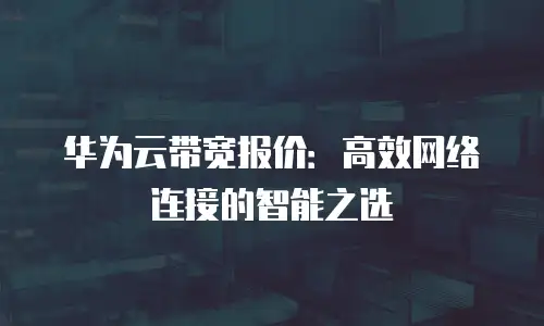 华为云带宽报价：高效网络连接的智能之选