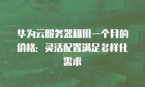 华为云服务器租用一个月的价格：灵活配置满足多样化需求