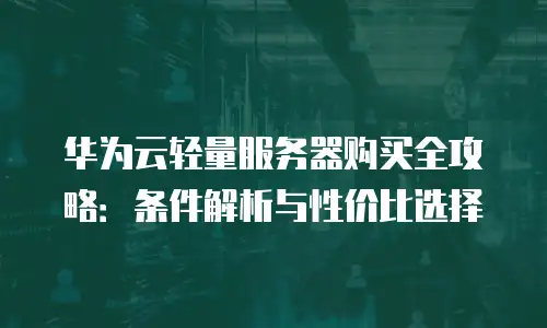 华为云轻量服务器购买全攻略：条件解析与性价比选择