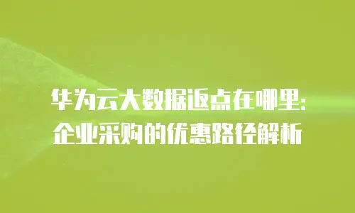 华为云大数据返点在哪里：企业采购的优惠路径解析