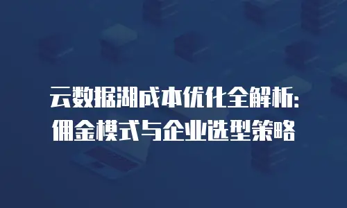 云数据湖成本优化全解析：佣金模式与企业选型策略