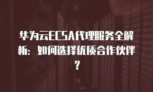 华为云ECSA代理服务全解析：如何选择优质合作伙伴？
