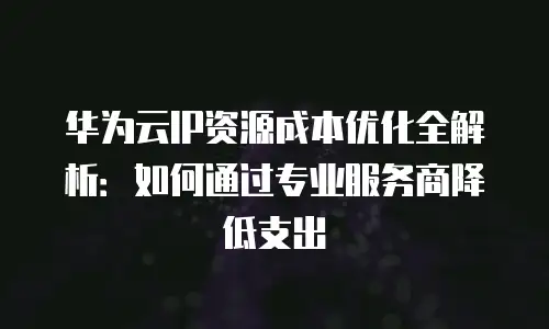 华为云IP资源成本优化全解析：如何通过专业服务商降低支出