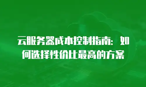 云服务器成本控制指南：如何选择性价比最高的方案