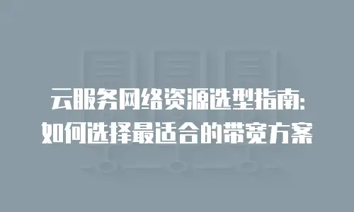 云服务网络资源选型指南：如何选择最适合的带宽方案