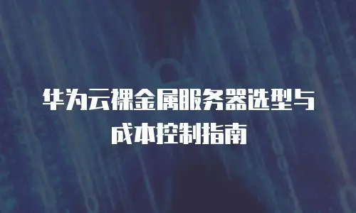 华为云裸金属服务器选型与成本控制指南