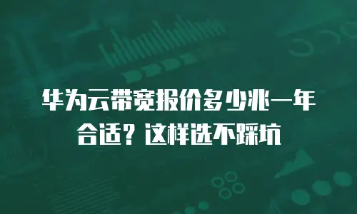 华为云带宽报价多少兆一年合适？这样选不踩坑