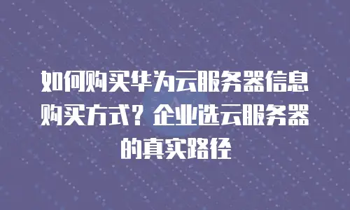 如何购买华为云服务器信息购买方式？企业选云服务器的真实路径