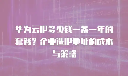 华为云IP多少钱一条一年的套餐？企业选IP地址的成本与策略