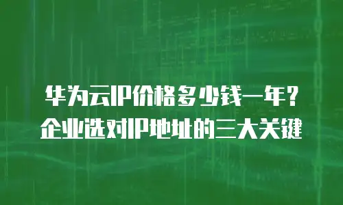 华为云IP价格多少钱一年？企业选对IP地址的三大关键