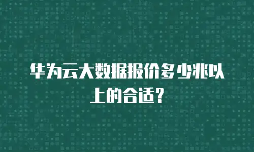 华为云大数据报价多少兆以上的合适？