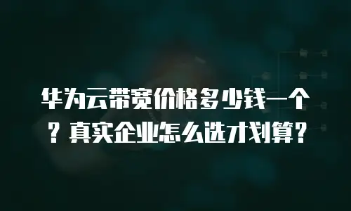 华为云带宽价格多少钱一个？真实企业怎么选才划算？