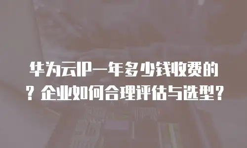 华为云IP一年多少钱收费的？企业如何合理评估与选型？