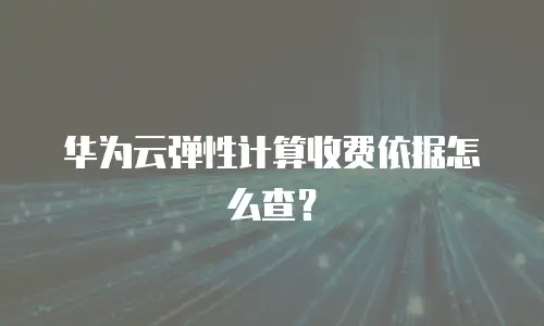 华为云弹性计算收费依据怎么查？