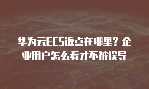 华为云ECS返点在哪里？企业用户怎么看才不被误导