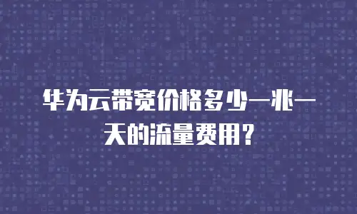 华为云带宽价格多少一兆一天的流量费用？