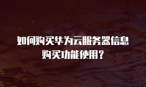 如何购买华为云服务器信息购买功能使用？