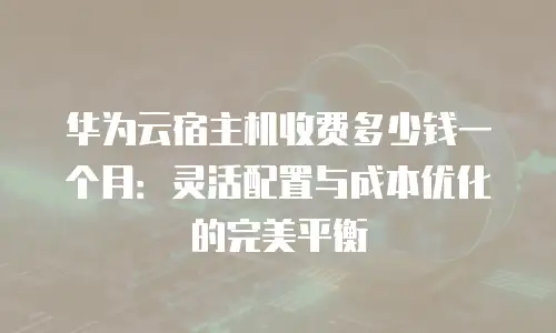 华为云宿主机收费多少钱一个月：灵活配置与成本优化的完美平衡