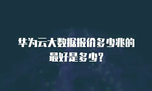 华为云大数据报价多少兆的最好是多少？